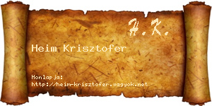 Heim Krisztofer névjegykártya
